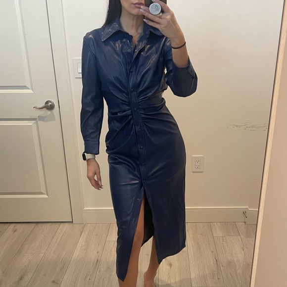 Zara Faux Leather Midi Dress - Picture 9 of 16